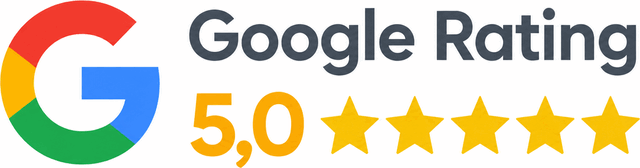 Google hodnocení 5 z 5 hvězdiček — 180+ recenzí
